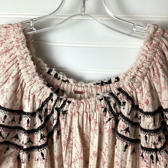 Free People Swing Into Spring floral embroidered off shoulder Mini Dress Sz S/P - Picture 5 of 13